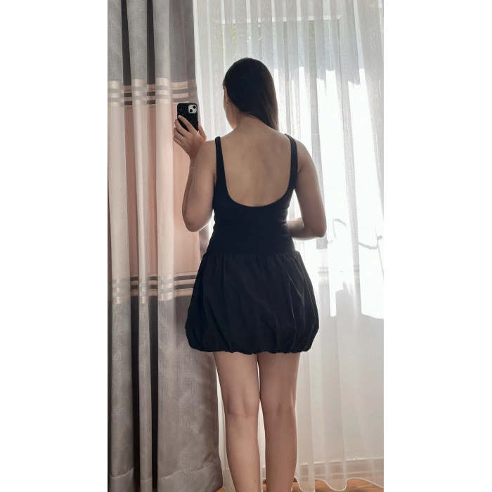 Siyah Balon Etek Elbise