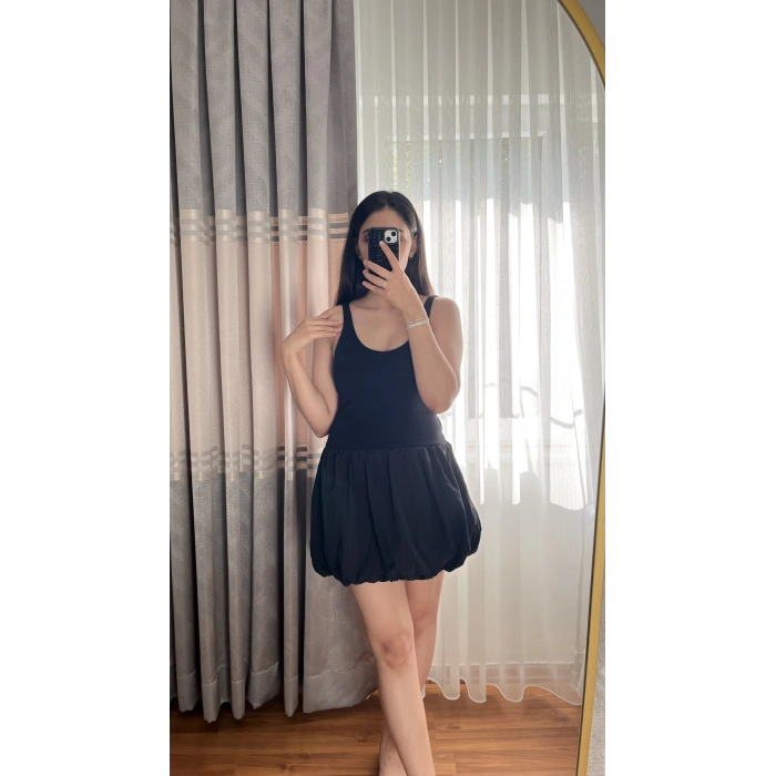 Siyah Balon Etek Elbise