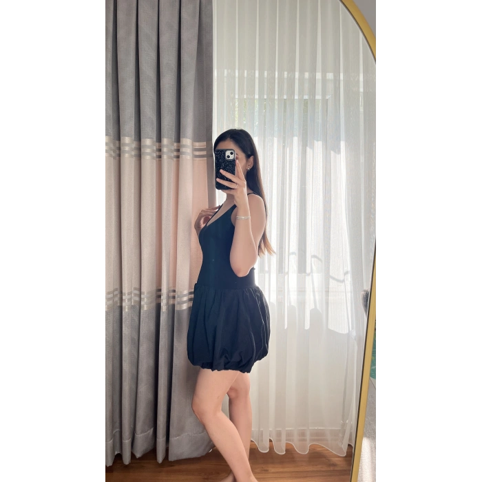 Siyah Balon Etek Elbise