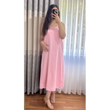 Askılı Pembe Elbise