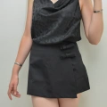 Fiyonk Detay Mini Siyah Etek