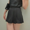 Pileli Mini Siyah Şort Etek