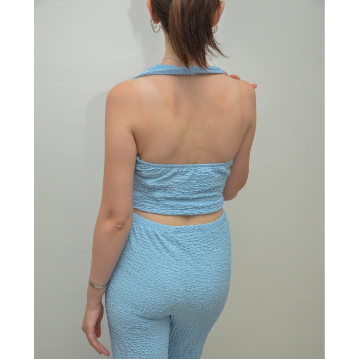 Boyundan Bağlamalı Mavi Bürümcük Takım