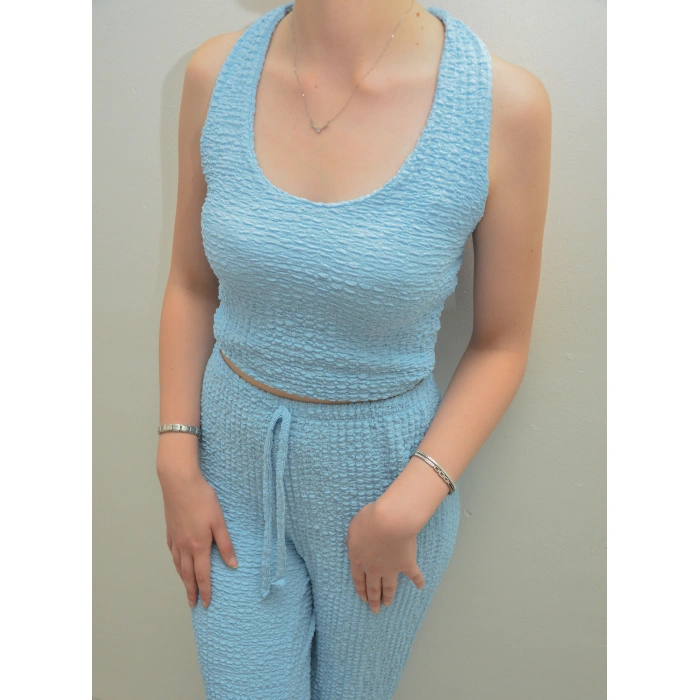 Boyundan Bağlamalı Mavi Bürümcük Takım