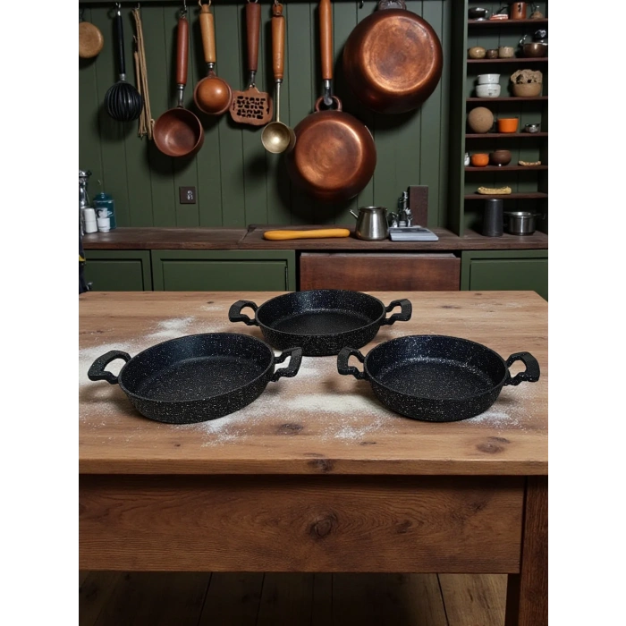 MyBru Döküm Omlet Tava 3lü Set 18-20-22 Cm