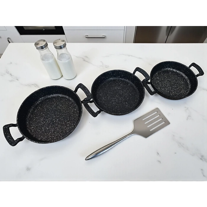 MyBru Döküm Omlet Tava 3lü Set 18-20-22 Cm