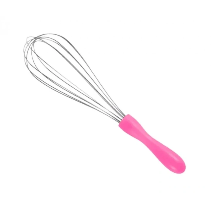 MyBru Paslanmaz Çelik Pembe Plastik Saplı El Çırpıcısı (Blender) Büyük Boy