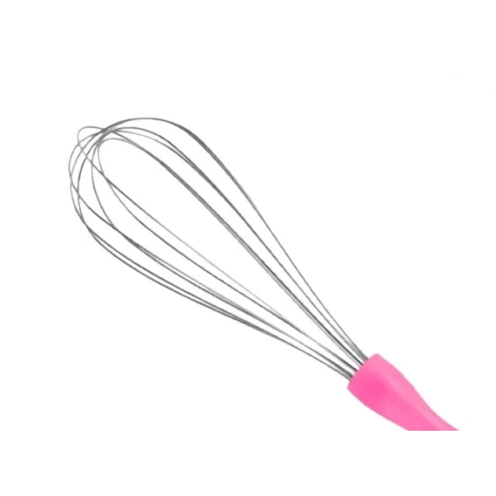 MyBru Paslanmaz Çelik Pembe Plastik Saplı El Çırpıcısı (Blender) Orta Boy