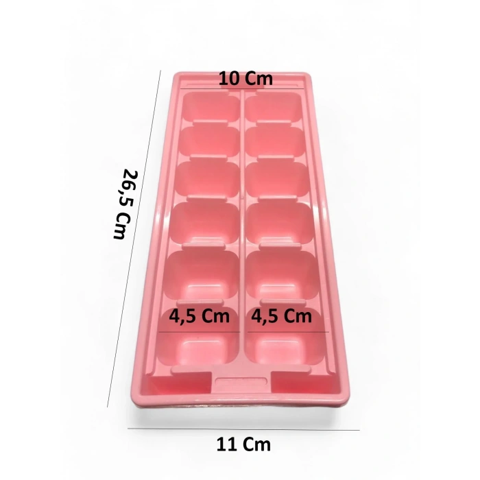 MyBru Pembe Sert Plastik 12 Hazneli Kare Buz Kalıbı