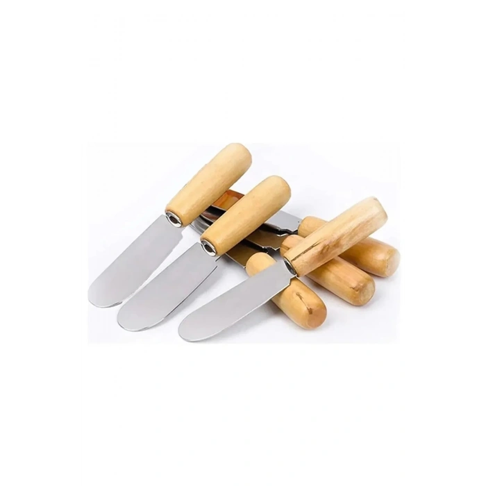 MyBru Terayağ Bal Çikolata Bıçağı, 6 Lı Ahşap Saplı Kahvaltı Spatulası