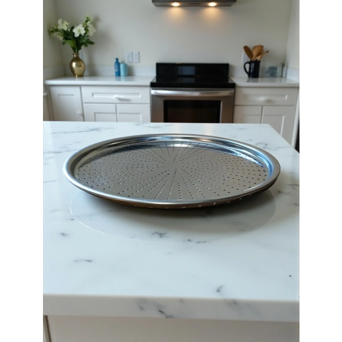 Paslanmaz Çelik Delikli Pizza Fırın Tepsisi Lahmacun Fırın Tepsisi 28 Cm