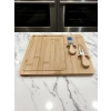 Doğal Bambu Bıçaklı Peynir Servis Sunum Tabağı Kahvaltı Sunum Tahtası Seti 3 Parça 30x25 Cm
