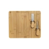 Doğal Bambu Bıçaklı Peynir Servis Sunum Tabağı Kahvaltı Sunum Tahtası Seti 3 Parça 30x25 Cm