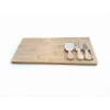 Doğal Bambu Bıçaklı Peynir Servis Sunum Tabağı Kahvaltı Sunum Tahtası Seti 4 Parça 38x18 Cm