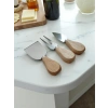 Doğal Bambu Bıçaklı Peynir Servis Sunum Tabağı Kahvaltı Sunum Tahtası Seti 4 Parça 38x18 Cm
