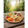 MyBru Bambu Yuvarlak 360 Derece Dönebilen 5 Bölmeli Sunum Tabağı Servis Tabağı Sunum Tepsisi 30 Cm