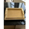 MyBru Dikdörtgen Bambu Tepsi 3lü Set
