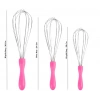 MyBru Paslanmaz Çelik Pembe Plastik Saplı El Çırpıcısı (Blender) 3lü Set