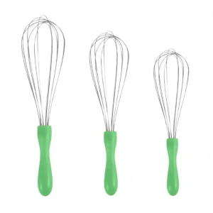 MyBru Paslanmaz Çelik Yeşil Plastik Saplı El Çırpıcısı (Blender) 3lü Set