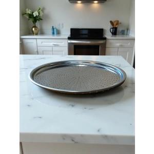 Paslanmaz Çelik Delikli Pizza Fırın Tepsisi Lahmacun Fırın Tepsisi 36 Cm