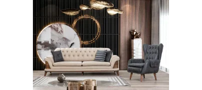 Kervan Krem Antrasit Koltuk Takımı