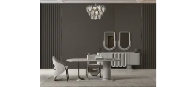 Prada Sis Grisi Yemek Odası