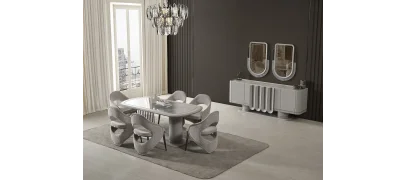 Prada Sis Grisi Yemek Odası