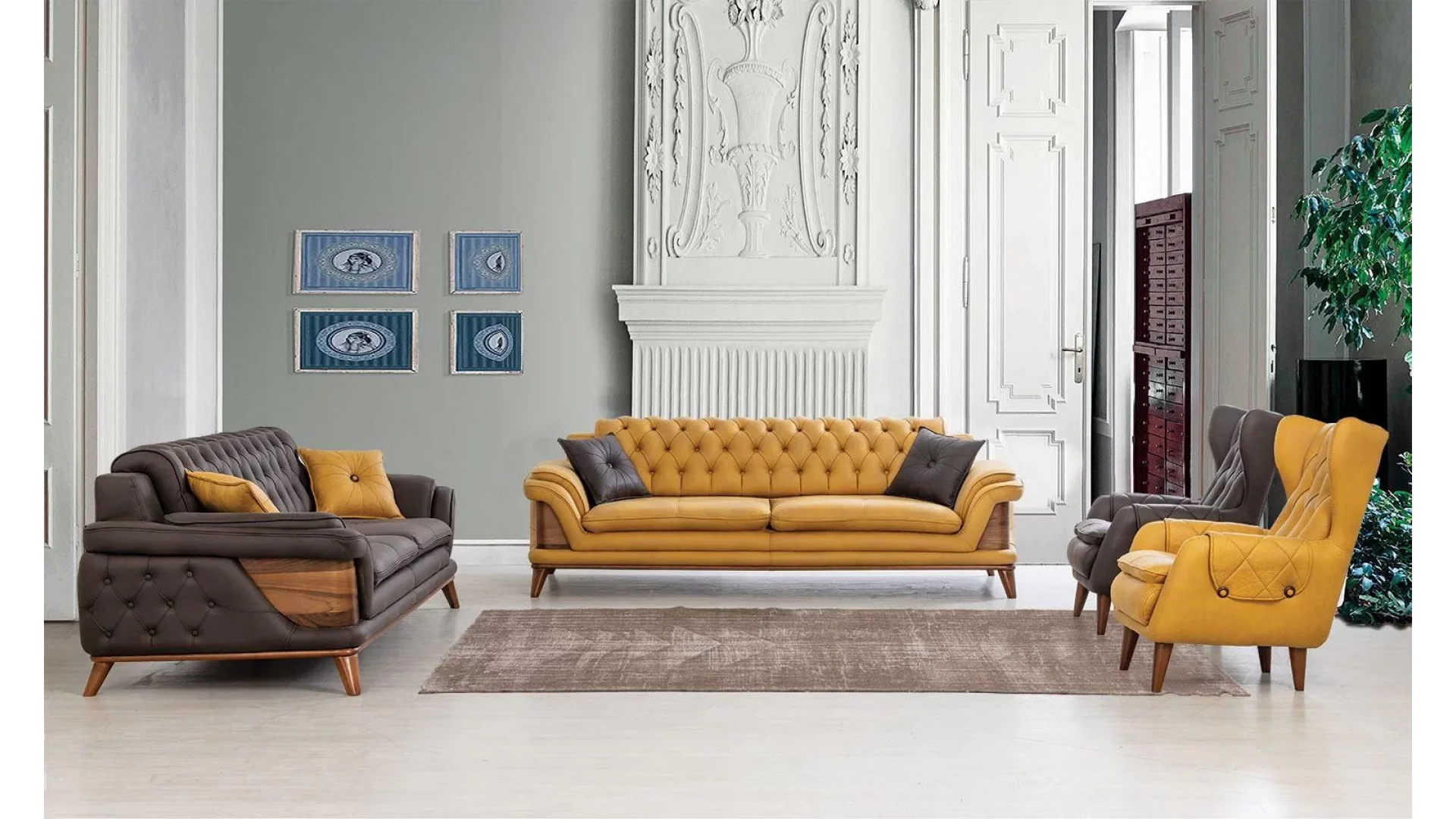 Kervan Sarı Antrasit Koltuk Takımı