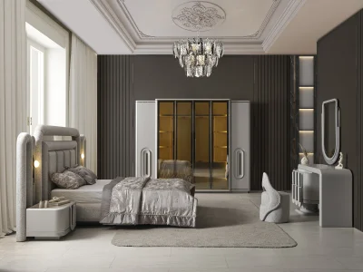 Prada Sis Grisi Yatak Odası