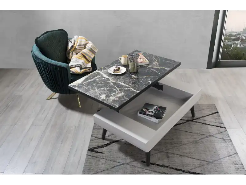 MT 112 SİYAH ORTA SEHPA MERMER