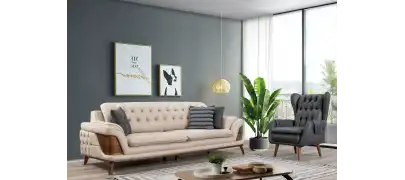 Kervan Krem Antrasit Koltuk Takımı