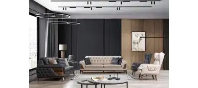 Kervan Krem Antrasit Koltuk Takımı