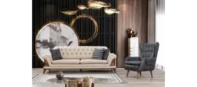 Kervan Krem Antrasit Koltuk Takımı