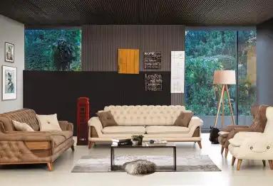 Kervan Krem Kahve Koltuk Takımı