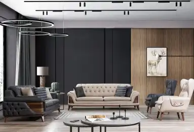 Kervan Krem Antrasit Koltuk Takımı