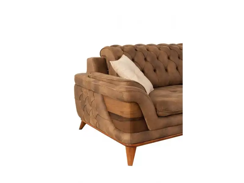 Kervan Krem Kahve Koltuk Takımı