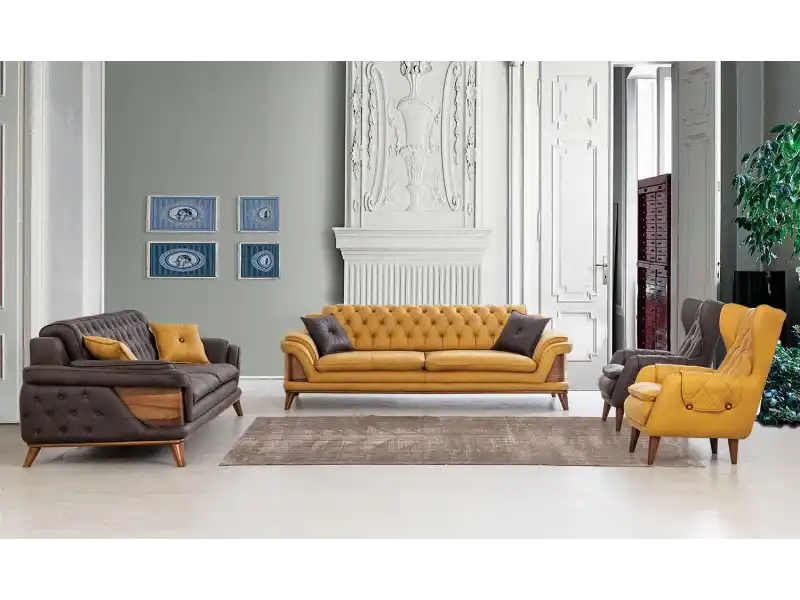 Kervan Sarı Antrasit Koltuk Takımı