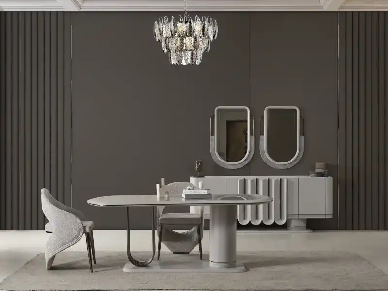 Prada Sis Grisi Yemek Odası