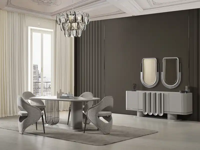 Prada Sis Grisi Yemek Odası