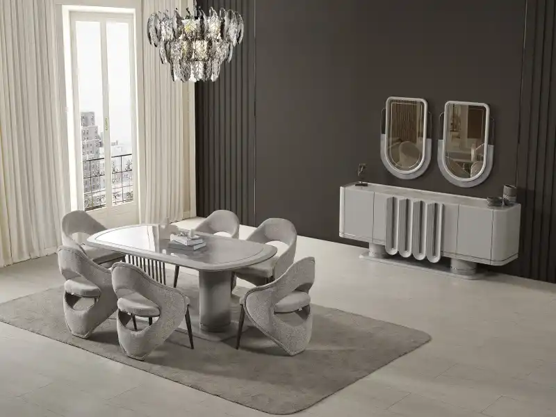 Prada Sis Grisi Yemek Odası