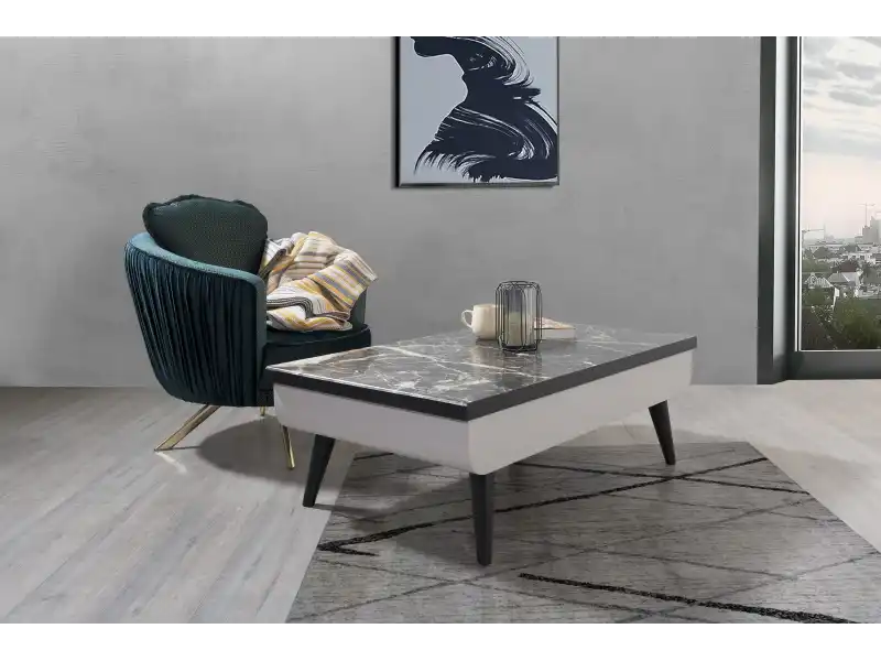 MT 112 SİYAH ORTA SEHPA MERMER