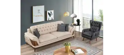 Kervan Krem Antrasit Koltuk Takımı
