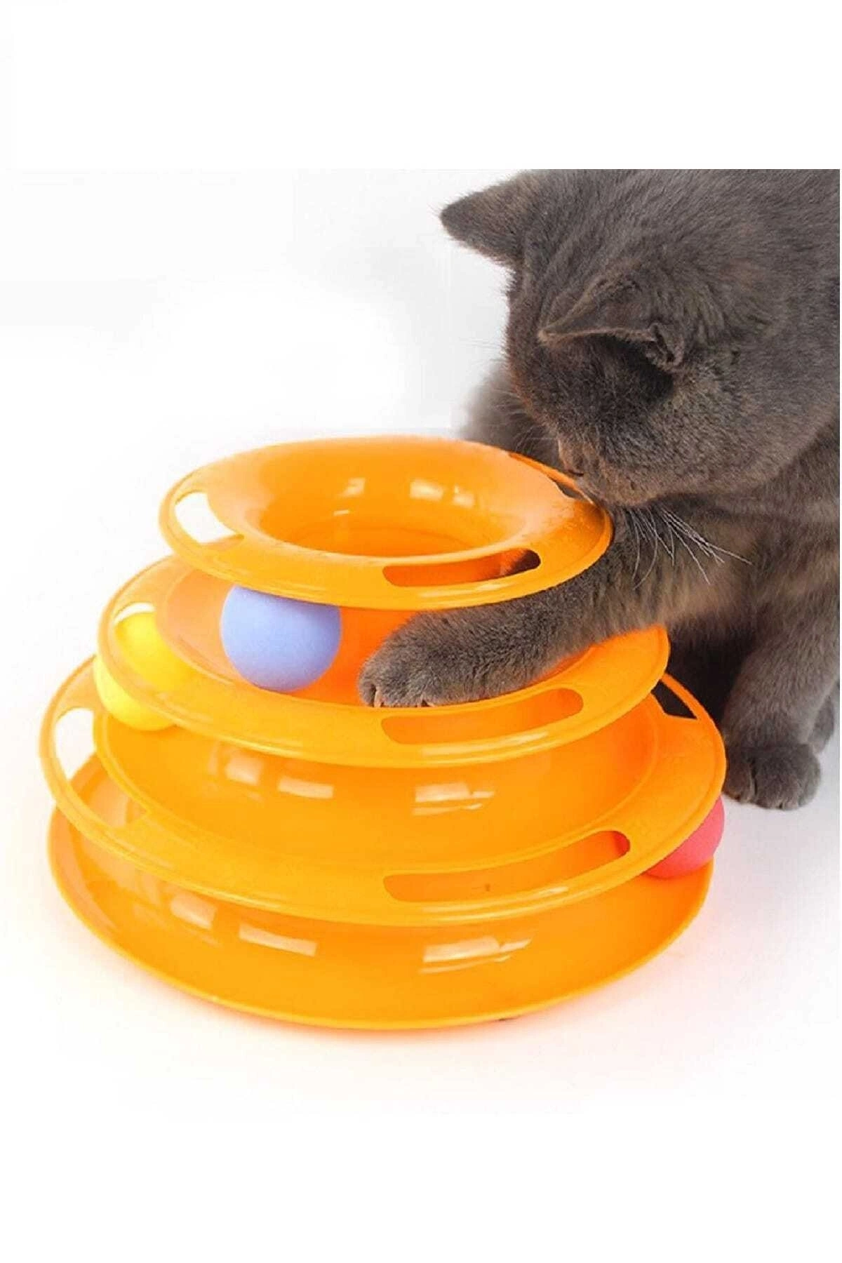 Tower Of Tracks Toplu Yuvarlak Kedi Oyuncağı Kedi Eğlencesi Turuncu