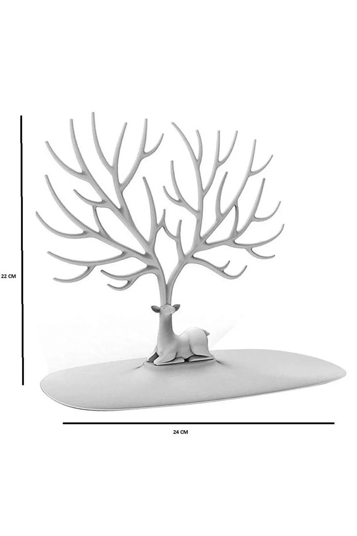 Geyik Tasarımlı Takı Standı Yüzük Küpe Kolye Askılığı Mücevher Organizer Askı Beyaz