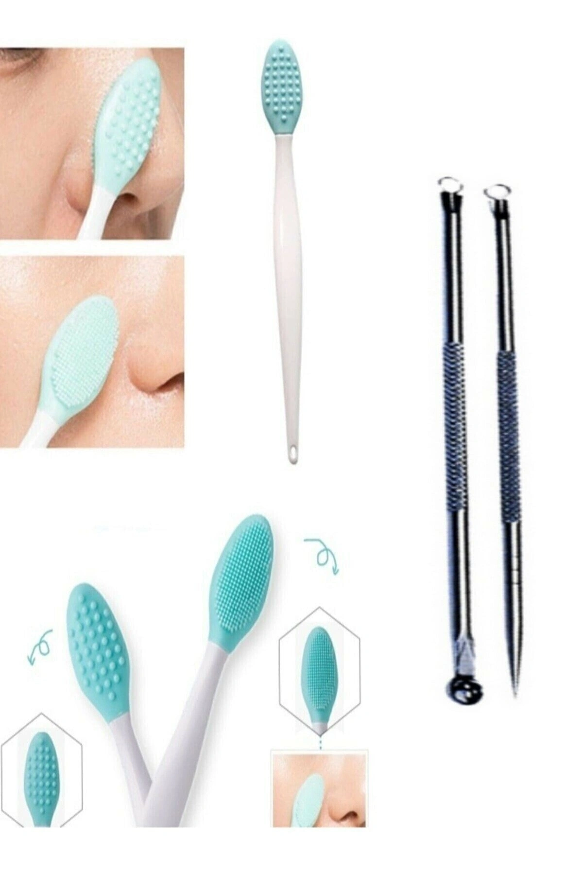 Pore Clener Siyah Nokta Temizleme + Yüz Temizleme Fırçası 2li Set