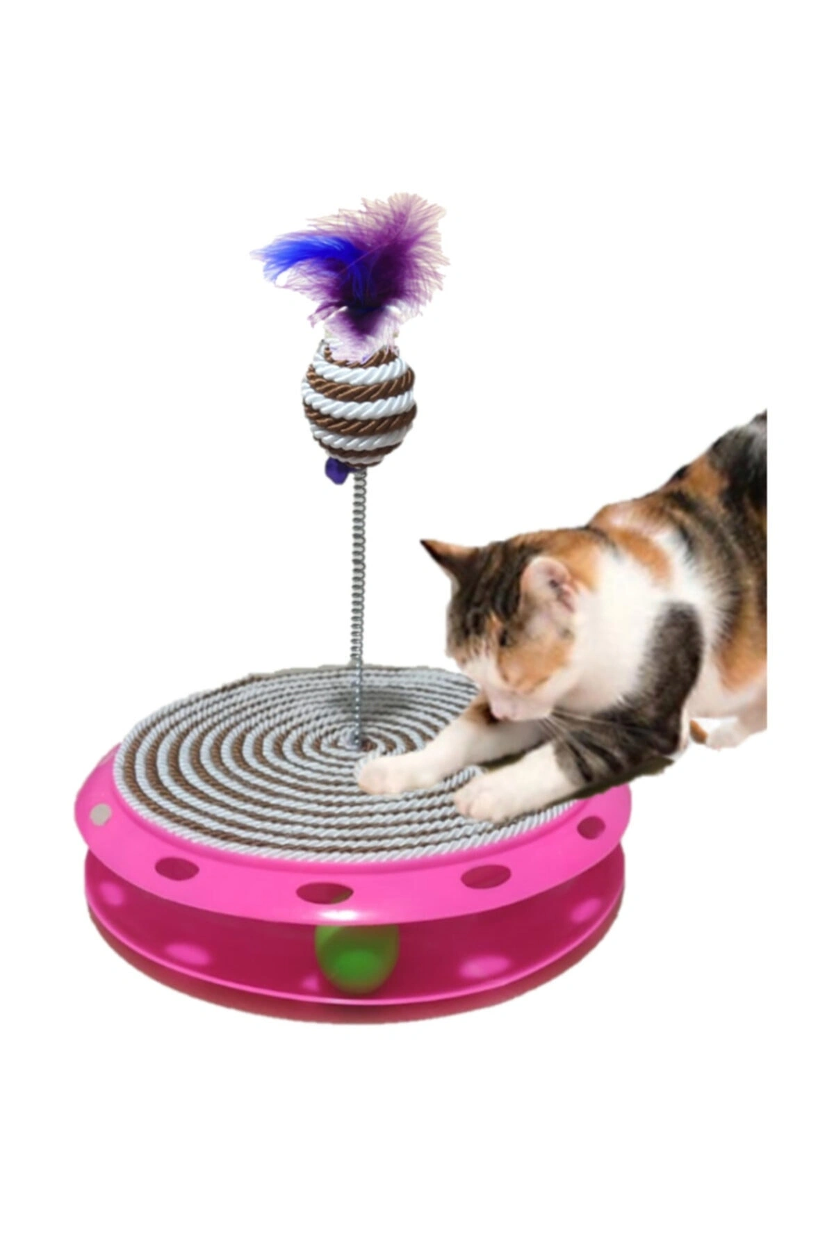 Tek Katlı Eğlenceli Kedi Oyuncağı Ve Tırmalama Kahverengi Ve Beyaz