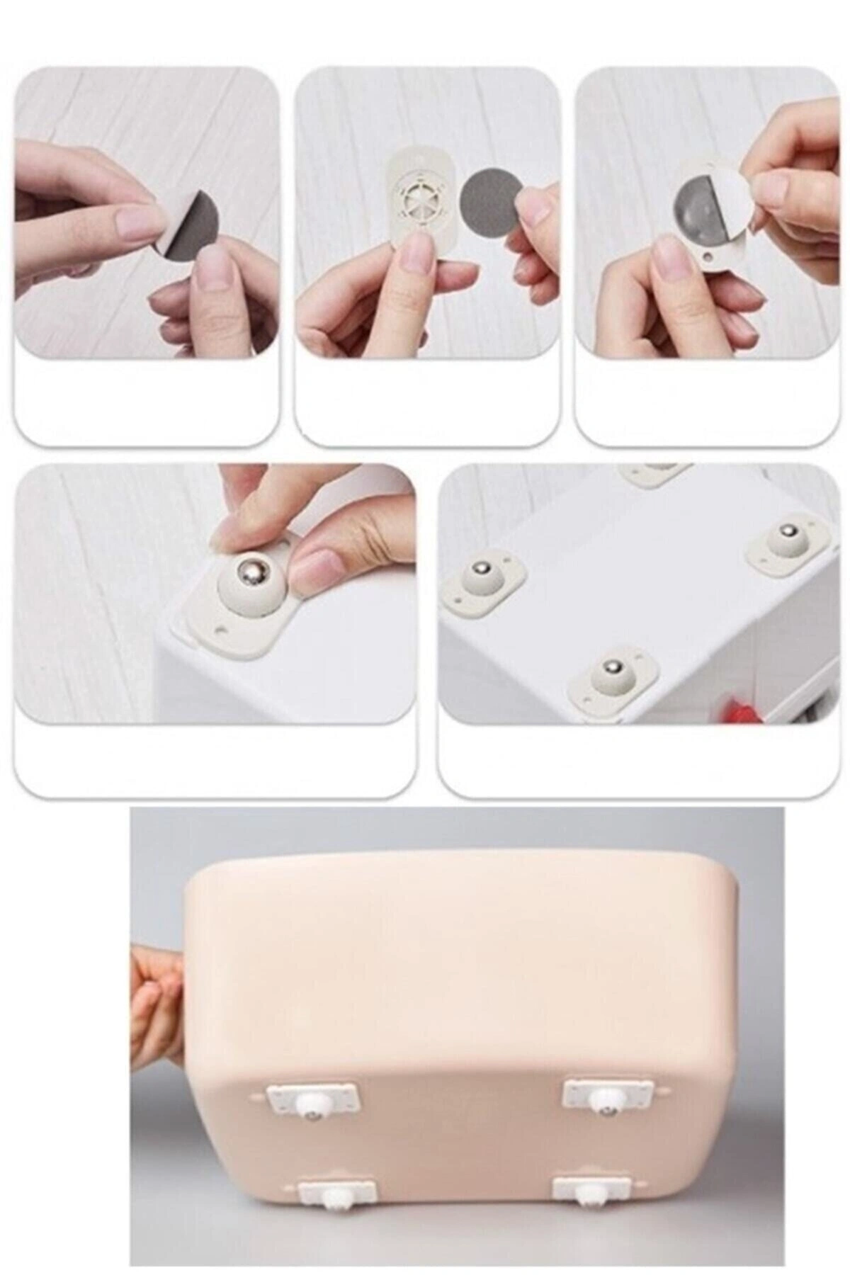 Bilyeli Eşya Kaydırma Aparatı 4lü Set 360 Derece Evrensel Döner Tekerlek Kasnak