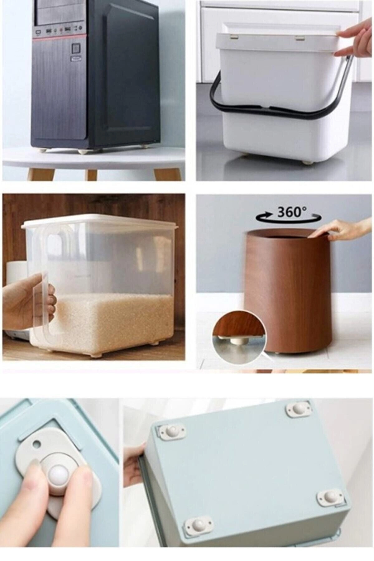 Bilyeli Eşya Kaydırma Aparatı 4lü Set 360 Derece Evrensel Döner Tekerlek Kasnak