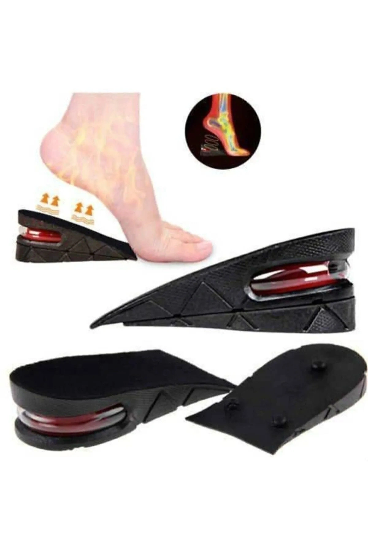 Ünisex 5 Cm Tam Boy Uzatıcı Tabanlık Hava Yastıklı Uzatan Ayakkabı Tabanlığı Gizli Topuk Yükselten