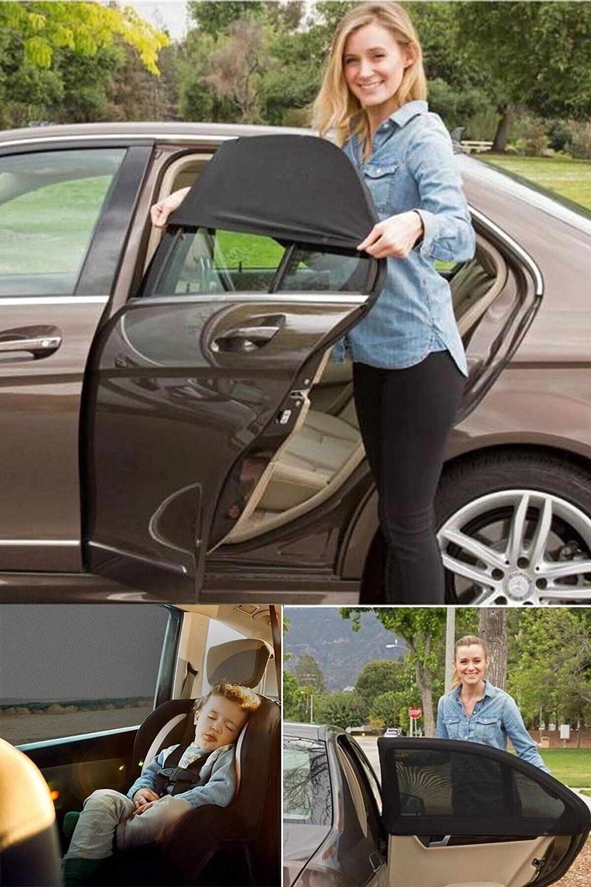 2 Adet Oto Yan Cam Perdesi Araba Arka Güneşlik Araç Anne Bebek Çocuk Perde Arka Koltuk Emzirme Örtü